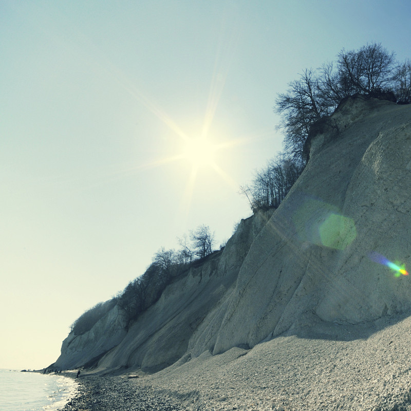波罗的海白垩岩的交叉处理图像Insel R&#252;gen(德国)